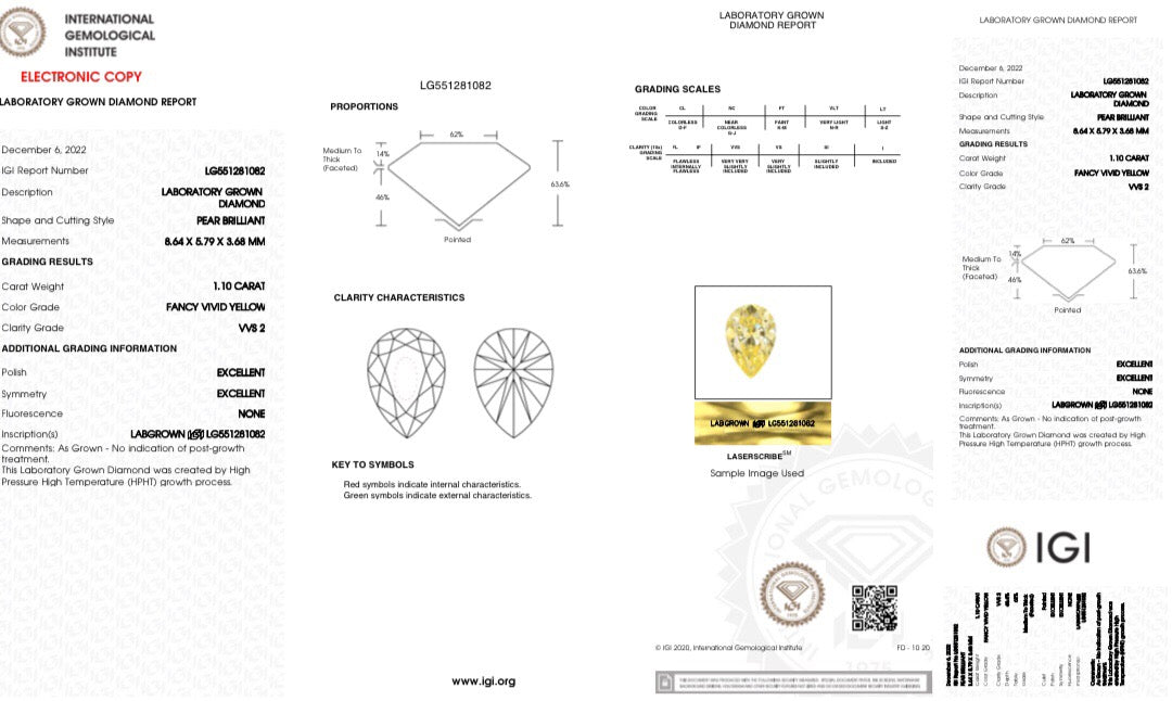 1.10 carats fancy vivid yellow water drop yellow diamond ring|AGNES Jewelry