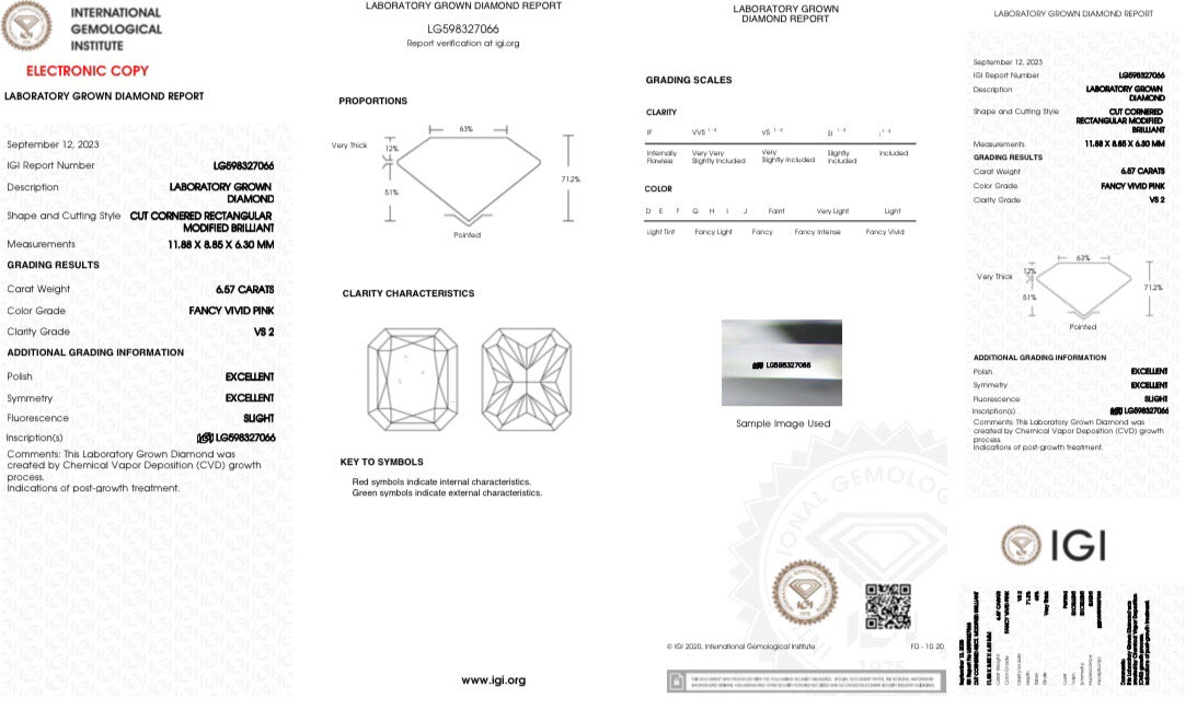 6.57-carat radiant three-stone ring fancy vivid pink vs2 LG598327066|AGNES Jewelry
