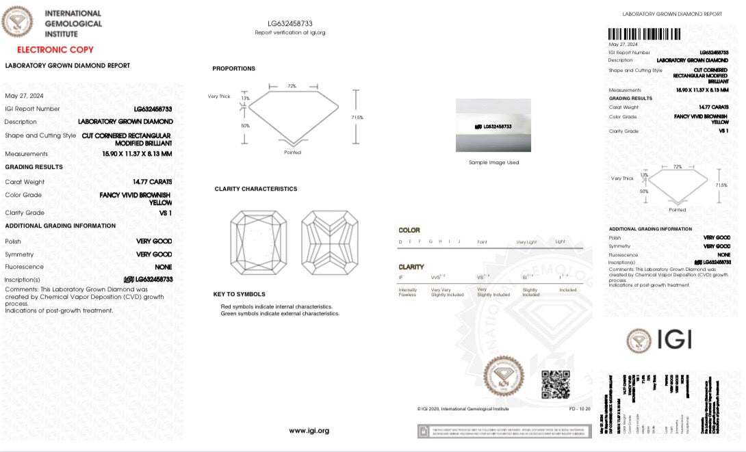 14.77ct Radin ring FANCY VIVID BROWNISH YELLOW VS1 LG632458733|AGNES Jewelry