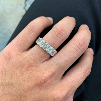 14.51-carat emerald-cut white diamond ring|AGNES Jewelry