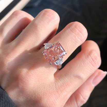 6.57-carat Radiant ring fancy vivid pink vs2 LG598327066|AGNES Jewelry