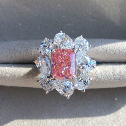 4.01 carat radiant ring fancy vivid pink vs1 LG598327069|AGNES Jewelry