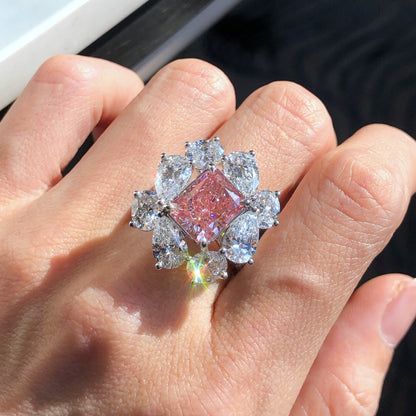 4.01 carat radiant ring fancy vivid pink vs1 LG598327069|AGNES Jewelry