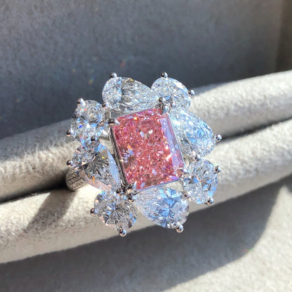 4.01 carat radiant ring fancy vivid pink vs1 LG598327069|AGNES Jewelry