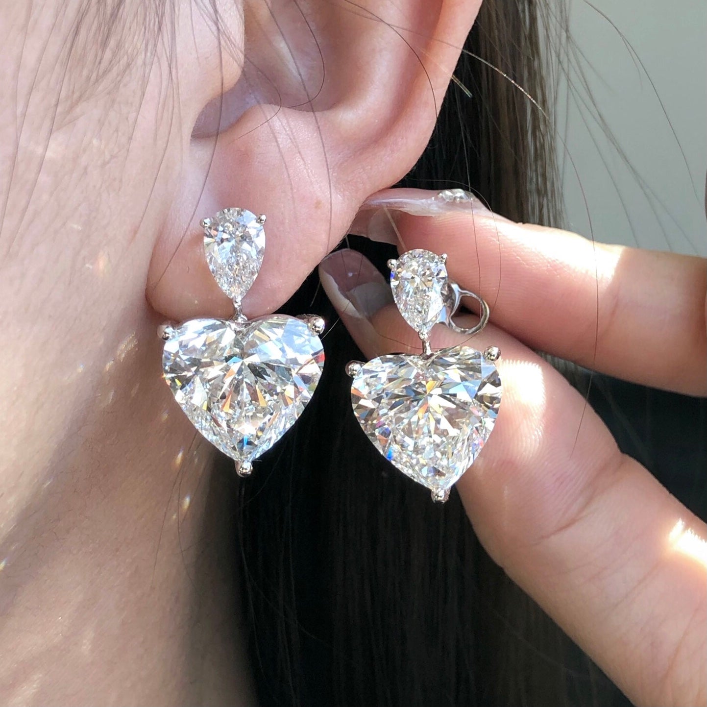 heart Earrings D: 10.52ct & D: 10.22ct F/E VS1/VS2 LG596307472 LG591391617|AGNES Jewelry