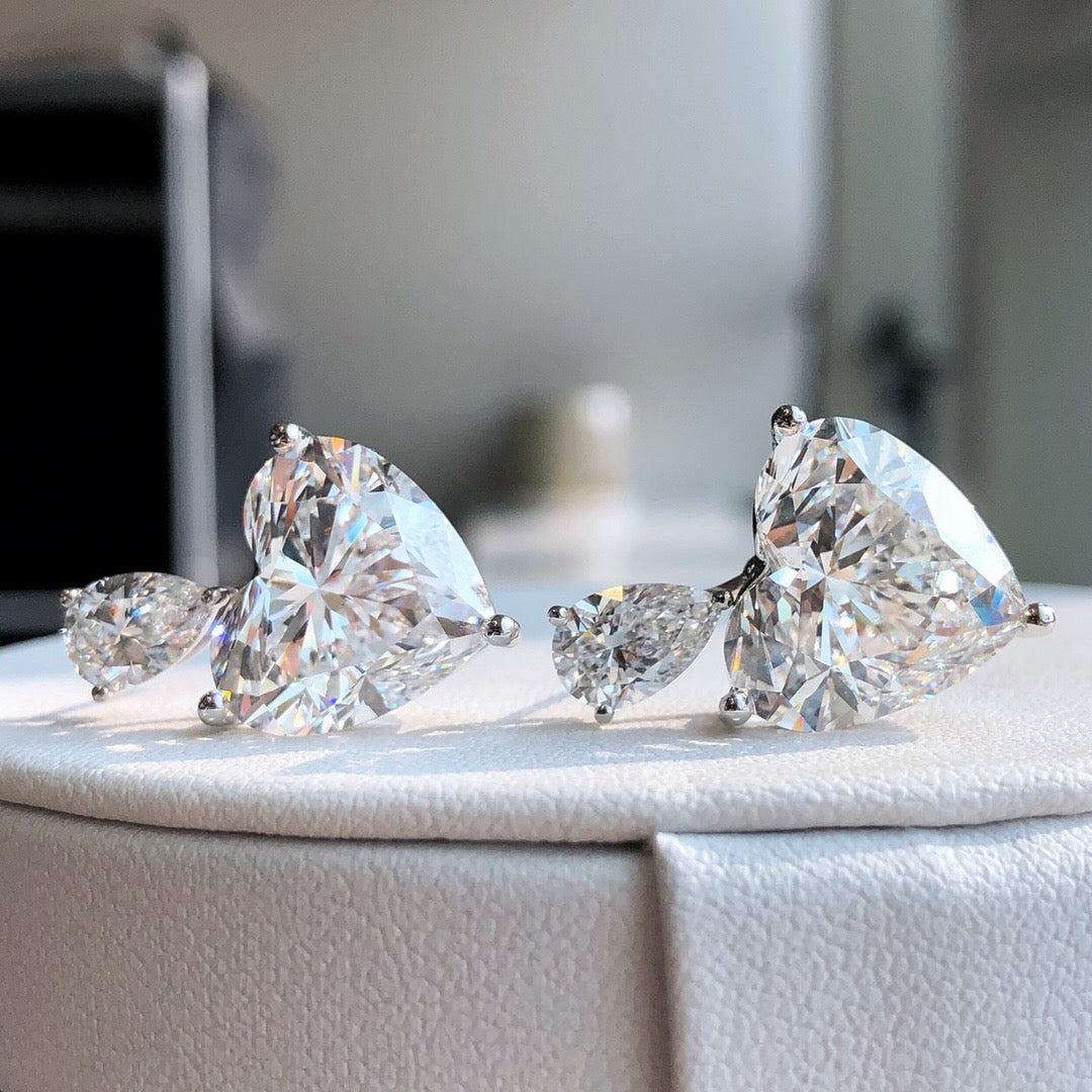 heart Earrings D: 10.52ct & D: 10.22ct F/E VS1/VS2 LG596307472 LG591391617|AGNES Jewelry