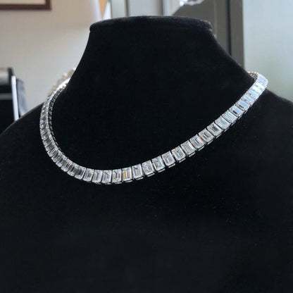 emerald cut necklace D：82.09 carats/80pc|AGNES Jewelry