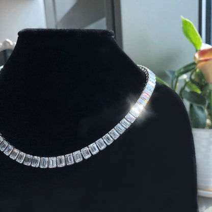 emerald cut necklace D：82.09 carats/80pc|AGNES Jewelry