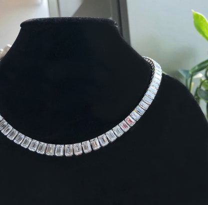 emerald cut necklace D：82.09 carats/80pc|AGNES Jewelry