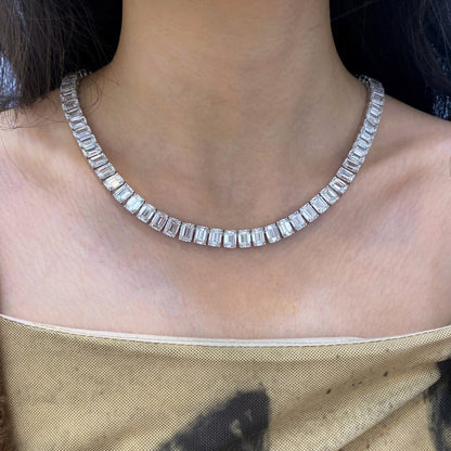 emerald cut necklace D：82.09 carats/80pc|AGNES Jewelry
