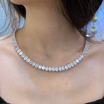 emerald cut necklace D：82.09 carats/80pc|AGNES Jewelry