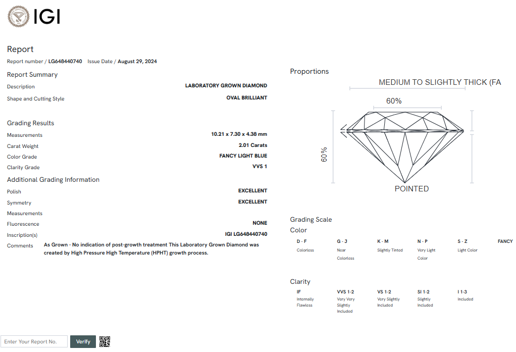 2.01carat Oval cut Fancy Light Blue VVS1 LG648440740|AGNES Jewelry