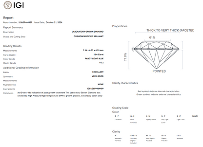 1.56ct Fancy light blue vs2 cushion diamond LG659464489|AGNES Jewelry