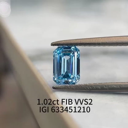 1.02 carats, emerald cut fancy intense blue LG633451210|AGNES Jewelry