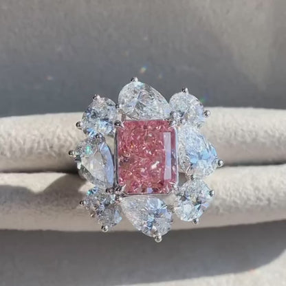 4.01 carat radiant ring fancy vivid pink vs1 LG598327069|AGNES Jewelry
