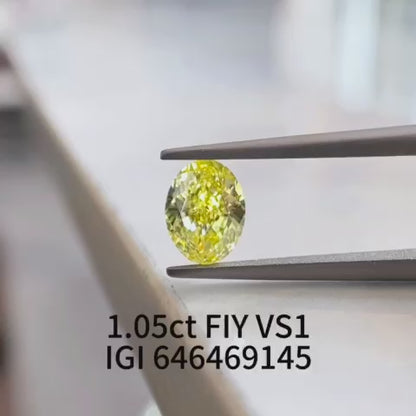 1.05 carats oval FANCY INTENSE YELLOW vs1 LG646469145|AGNES Jewelry